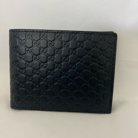 Gucci Guccissima Soft Margaux Bi-Fold Wallet Navy Blue Leather Wallet - Picture 1 of 6